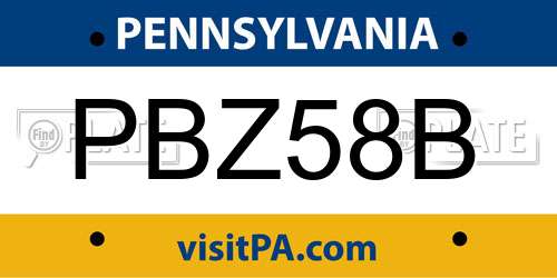PBZ58B Pennsylvania License Plate