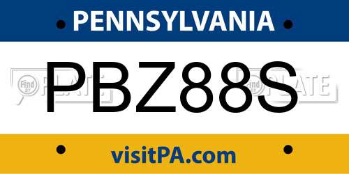 PBZ88S Pennsylvania License Plate
