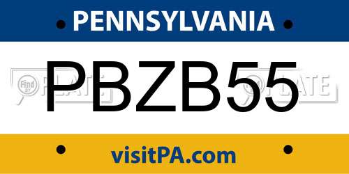 PBZB55 Pennsylvania License Plate