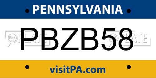 PBZB58 Pennsylvania License Plate