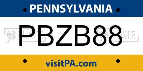 PBZB88 Pennsylvania License Plate