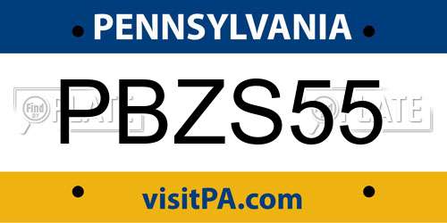 PBZS55 Pennsylvania License Plate