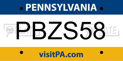 PBZS58 Pennsylvania License Plate