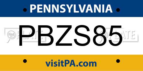 PBZS85 Pennsylvania License Plate