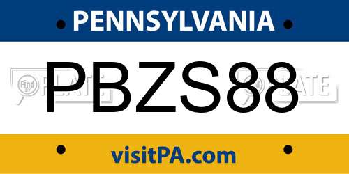 PBZS88 Pennsylvania License Plate