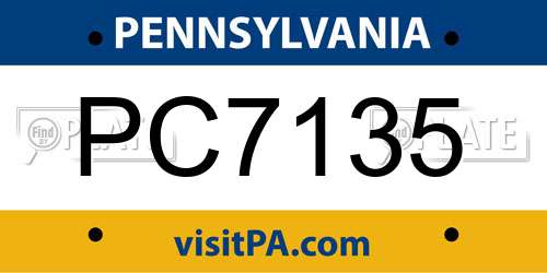 PC7135 Pennsylvania License Plate