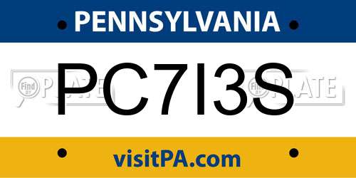 PC7I3S Pennsylvania License Plate