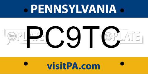 PC9TC Pennsylvania License Plate