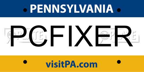PCFIXER Pennsylvania License Plate