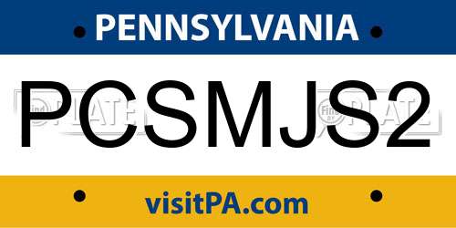 PCSMJS2 Pennsylvania License Plate