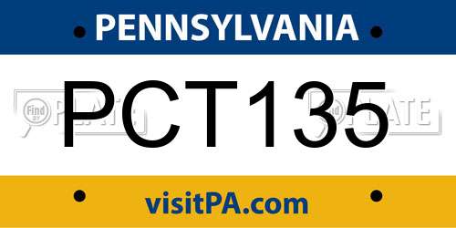 PCT135 Pennsylvania License Plate