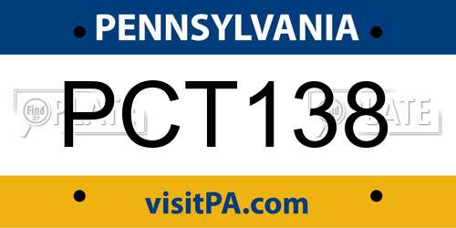 PCT138 Pennsylvania License Plate