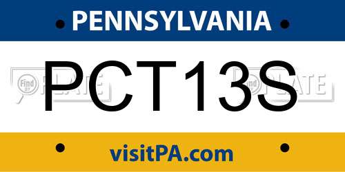 PCT13S Pennsylvania License Plate