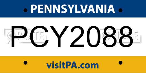 PCY2088 Pennsylvania License Plate
