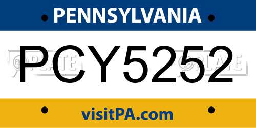 PCY5252 Pennsylvania License Plate
