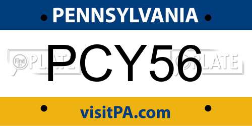 PCY56 Pennsylvania License Plate