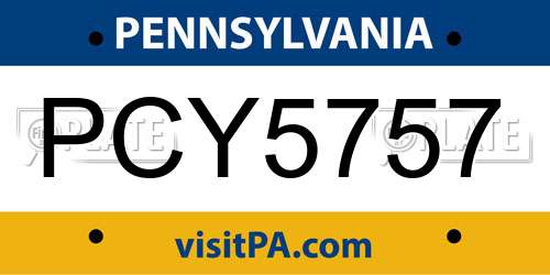 PCY5757 Pennsylvania License Plate
