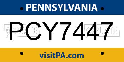PCY7447 Pennsylvania License Plate