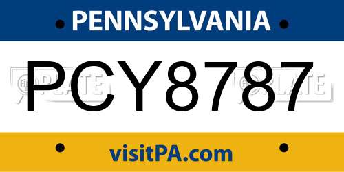 PCY8787 Pennsylvania License Plate