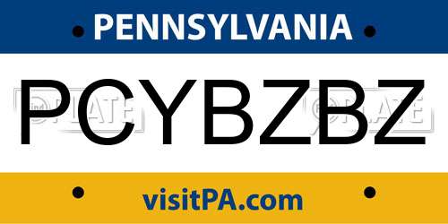 PCYBZBZ Pennsylvania License Plate