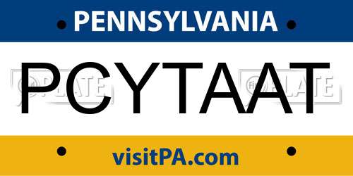 PCYTAAT Pennsylvania License Plate