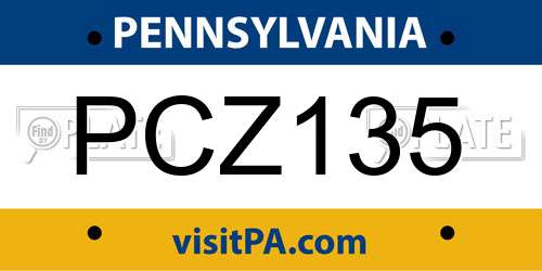 PCZ135 Pennsylvania License Plate