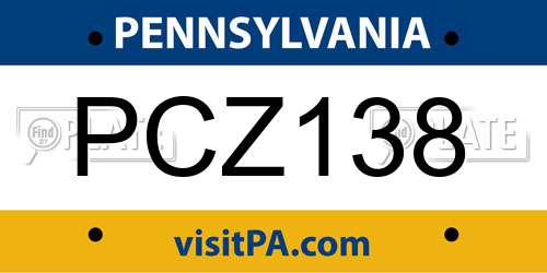 PCZ138 Pennsylvania License Plate