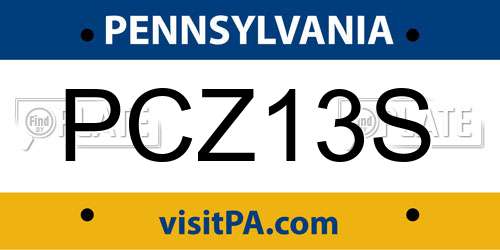 PCZ13S Pennsylvania License Plate