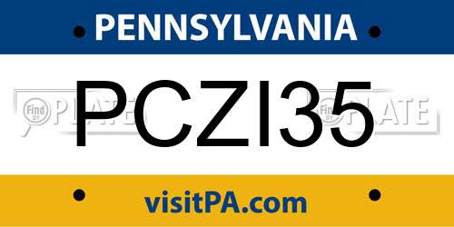 PCZI35 Pennsylvania License Plate