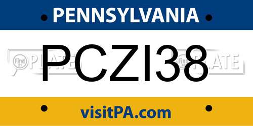 PCZI38 Pennsylvania License Plate