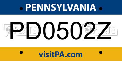 PD0502Z Pennsylvania License Plate