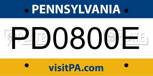 PD0800E Pennsylvania License Plate