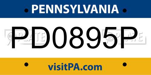 PD0895P Pennsylvania License Plate