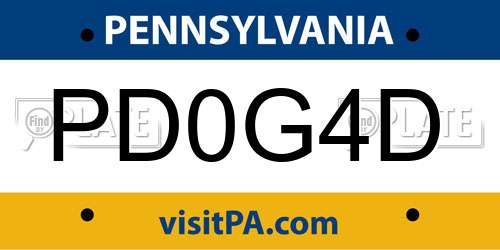 PD0G4D Pennsylvania License Plate