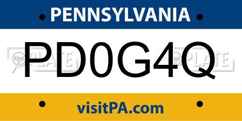 PD0G4Q Pennsylvania License Plate