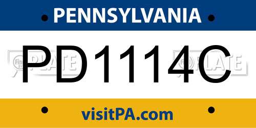 PD1114C Pennsylvania License Plate