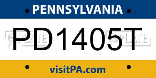 PD1405T Pennsylvania License Plate