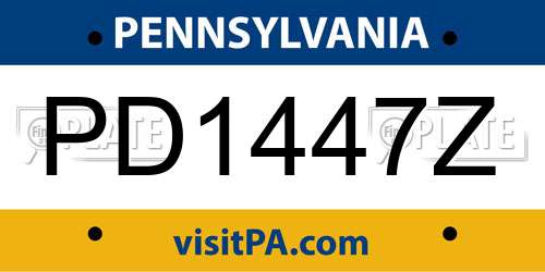 PD1447Z Pennsylvania License Plate