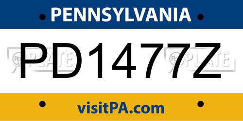 PD1477Z Pennsylvania License Plate