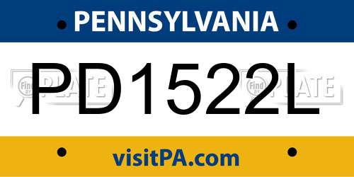 PD1522L Pennsylvania License Plate