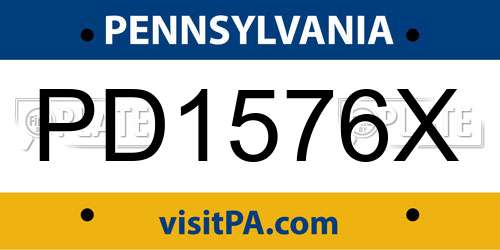 PD1576X Pennsylvania License Plate