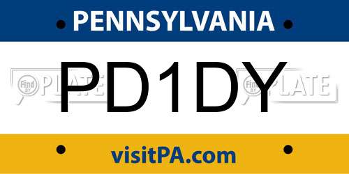 PD1DY Pennsylvania License Plate