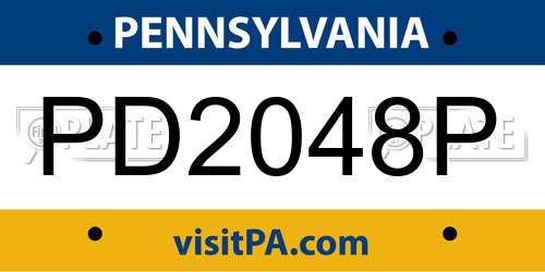 PD2048P Pennsylvania License Plate