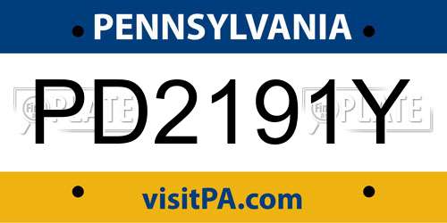 PD2191Y Pennsylvania License Plate