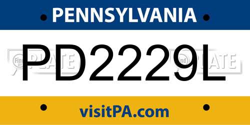PD2229L Pennsylvania License Plate