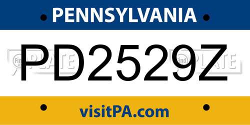 PD2529Z Pennsylvania License Plate