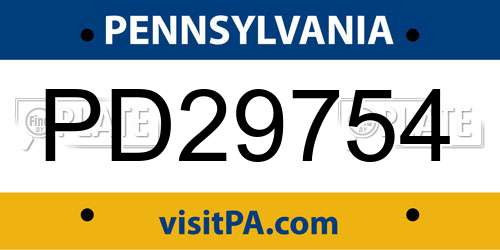 PD29754 Pennsylvania License Plate