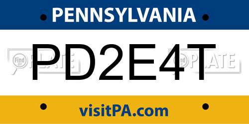 PD2E4T Pennsylvania License Plate