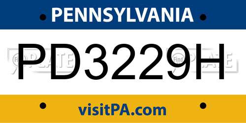 PD3229H Pennsylvania License Plate