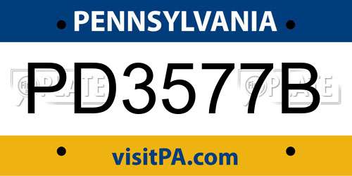 PD3577B Pennsylvania License Plate